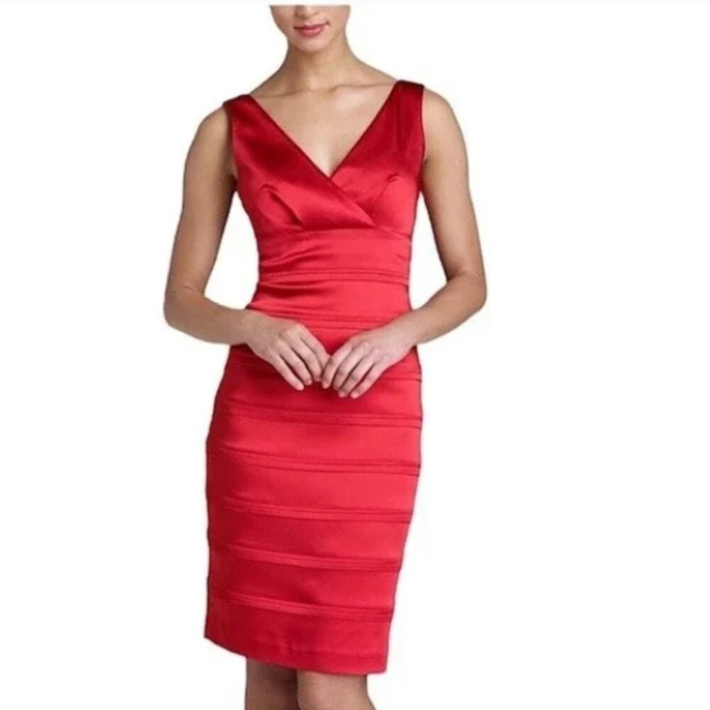 Calvin Klein Ruby Red Bandage Style Satin Look  Cocktail Dress  10